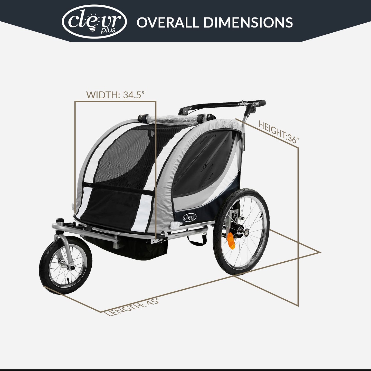 ClevrPlus Deluxe 3-in-1 Double 2 Seat Bicycle Bike Trailer 7
