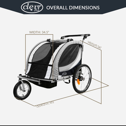 ClevrPlus Deluxe 3-in-1 Double 2 Seat Bicycle Bike Trailer 7