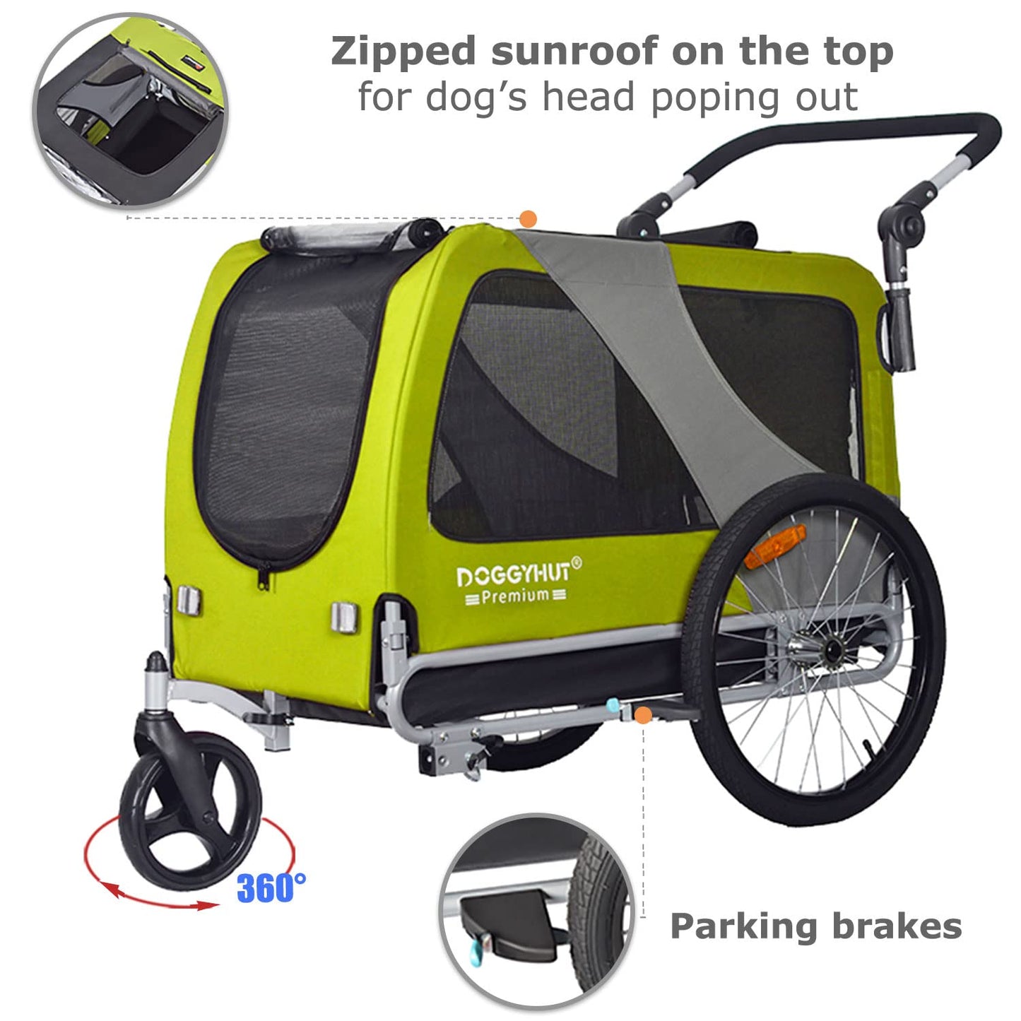 Doggyhut Premium Pet Bike Trailer & Stroller 7